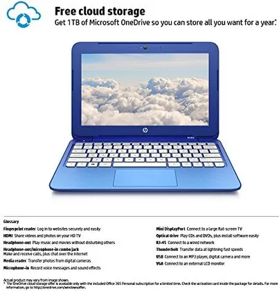 HP Stream 11-d010nr (K2L95UA) Laptop (Intel Celeron N2840/ 2GB/ 32GB SSD/ Win8.1)