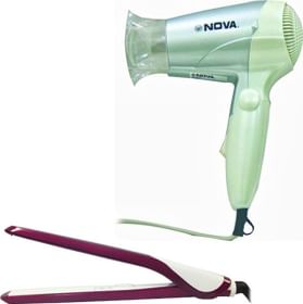 Nova NHS 874 Hair Straightener Pink + Nova NHD 2807 Hair Dryer White