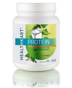 Healthkart Protein - 80% All Natural Plant & Milk Protein, Unflavoured-2.2 Lb/1Kg
