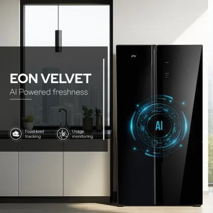 Godrej RS EONVELVET 580C RID GL BK 540 L Side by Side Door Refrigerator