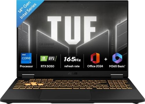 Asus TUF Gaming F16 X608JHR-RV135WS Gaming Laptop (14th Gen Core i7/ 16GB/ 1TB SSD/ Win11/ 8GB RTX 5050 Graphics)