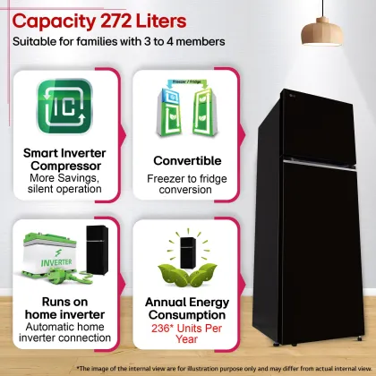 LG GL-S312SESX 272 L 2 Star Double Door Refrigerator