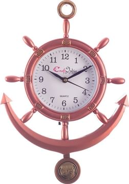 eCraftIndia Analog Wall Clock  (Brown, With Glass)