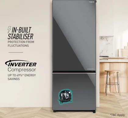 Panasonic NR-BK418BGMN 357 L 2 Star Double Door Refrigerator