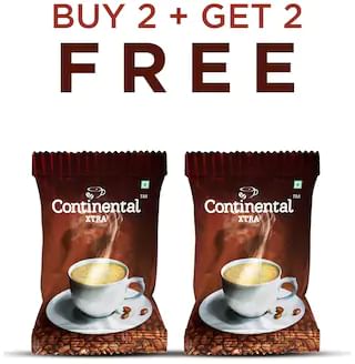 Continental XTRA Instant Coffee Powder 50g Sachet PACK OF 2 (BUY 2 + GET 2 FREE)