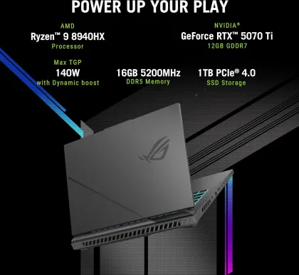 Asus ROG Strix G16 G614PR-RV032WS Gaming Laptop (AMD Ryzen 9 8940HX/ 16GB/ 1TB SSD/ Win11/ 12GB RTX 5070Ti Graph)