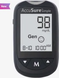 Accusure Simple Glucometer machine With 25 Test Strips (Black)