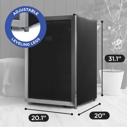 BLACK+DECKER BDB44LS 4.4 Cu Ft Single Glass Door Mini Refrigerator