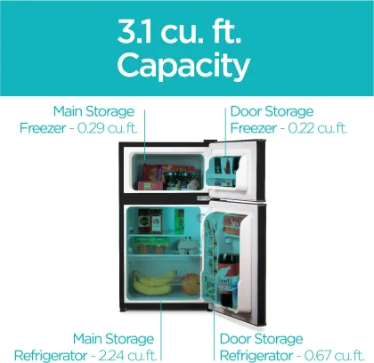 BLACK+DECKER BCRDK32B 3.1 Cu Ft Double Door Mini Refrigerator