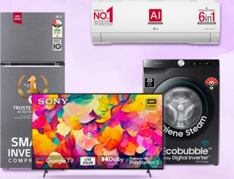 TVs & Appliances: Upto 60% OFF + Extra 10% Bank OFF