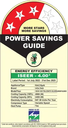 Voltas 183VH Vectra Zenith Silver 1.5 Ton 3 Star 2025 Inverter Split AC