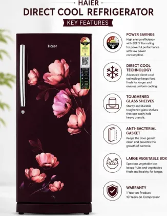 Haier HRD-2103PRAI-P 190 L 3 Star Single Door Refrigerator