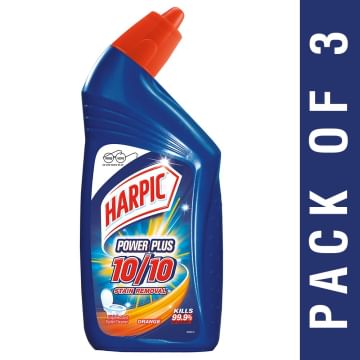 Harpic Power Plus Disinfectant Toilet Cleaner, Orange, 500ml (Pack of 3)