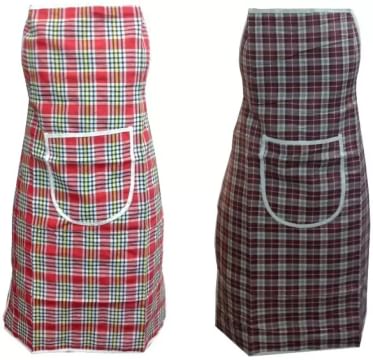 LooMantha Cotton Chef's Apron - Free Size  (Multicolor, Pack of 2)
