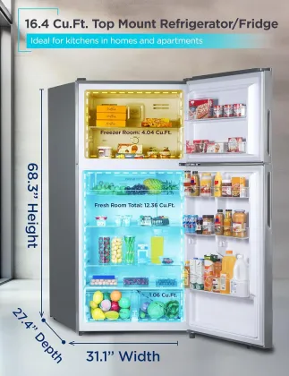 BLACK+DECKER BR1640KS 16.4 Cu Ft Double Door Refrigerator
