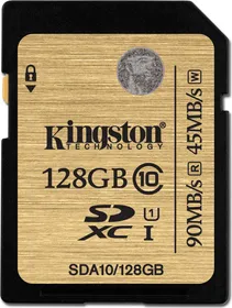 Kingston SDXC 128GB Class 10 Up to 90MB/s Read and 45MB/s Write