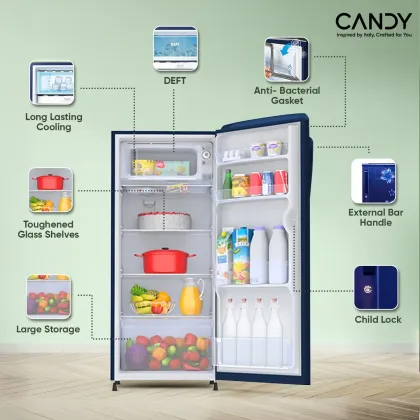 Candy CSD1952MS 185 L 2 Star Single Door Refrigerator