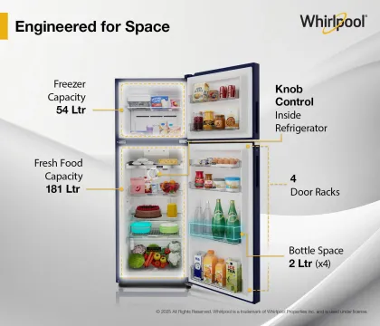 Whirlpool NEO SP278 PRM Sapphire Rose-Y 235 L 2 Star Double Door Refrigerator