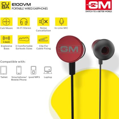 GM Cuba Wired Earphones Price in India 2025, Full Specs & Review ...