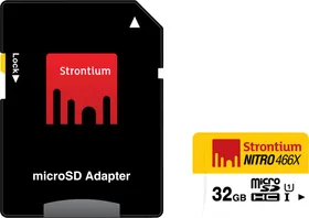 Strontium Memory Card 32GB MicroSDHC UHS-1 Class 10 NITRO 466X Card