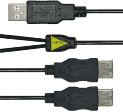 Amzer 90027 Handy USB to Dual USB Splitter Charge Cable