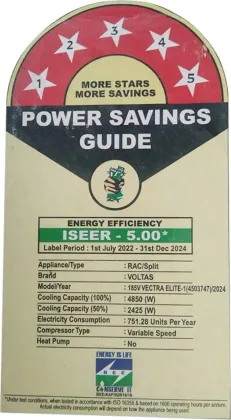 Voltas 185V Vectra Elite-1 1.5 Ton 5 Star 2024 Inverter Split AC
