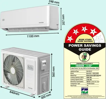 Black & Decker BXACD3I415BP1IN 1.5 Ton 4 Star 2025 Inverter Split AC