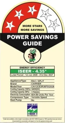 Carrier CAI12CE3R36F0 1 Ton 3 Star 2026 Inverter Split AC (XCEL EDGE Gxi)