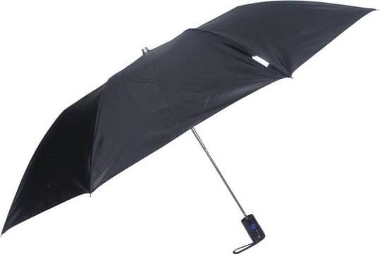 Fendo 2 fold black color UV Protection Umbrella  (Black, Silver)