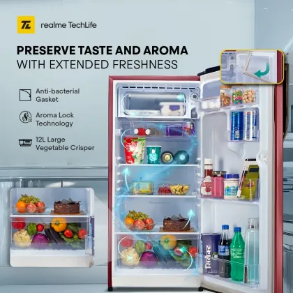 Realme TechLife 180BD4RM25R-DW 180 L 4 Star Single Door Refrigerator