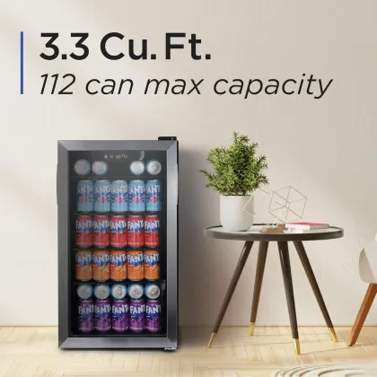 BLACK+DECKER BDB31HS 3.3 Cu Ft Single Glass Door Mini Refrigerator