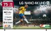 LG AI NANO NU87 75 inch Ultra HD 4K Smart LED TV (75NU870BPLA)