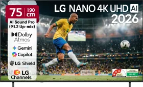 LG AI NANO NU87 75 inch Ultra HD 4K Smart LED TV (75NU870BPLA)