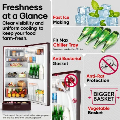 LG GLD1945ZOSE 185 L 4 Star Single Door Refrigerator