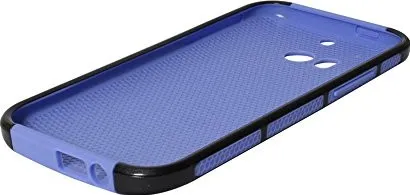 DMG Dual Layer Hard Back Cover with Soft Skin for HTC One M8 (Black-Purple) + Black Earphones + Matte Screen