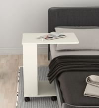 Wood you Voyager C Shape Table in Frosty White