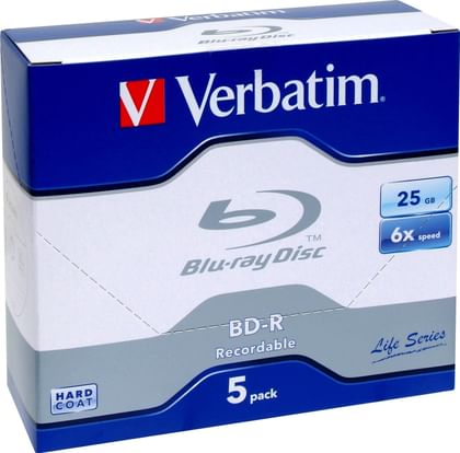 Verbatim Blu-ray Recordable Jewel Case 25GB (Pack of 5)