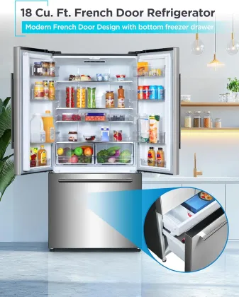 BLACK+DECKER BRF1800GIMS 18 Cu Ft French Door Refrigerator