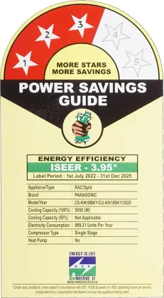 Panasonic CS/CU-KN18BKY 1.5 Ton 3 Star 2025 Split AC