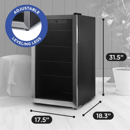 BLACK+DECKER BDB31HS 3.3 Cu Ft Single Glass Door Mini Refrigerator