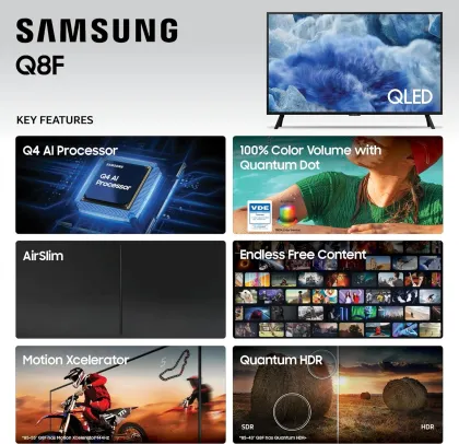Samsung Q8F 55 inch Ultra HD 4K Smart QLED TV (QN55Q8FAAFXZA)