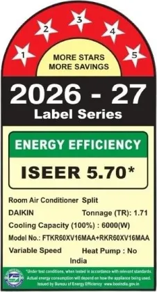 Daikin FTKR60XV16MAA 1.71 Ton 5 Star 2026 Inverter Split AC