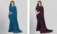 GRANTHVA-FAB Embellished Georgette Sarees: Upto 80% OFF