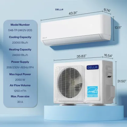 Della 048-TP-24K2V-20S 24000 BTU 230V Inverter Split AC