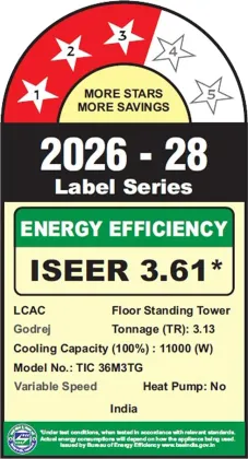 Godrej TIC 36M3TG GA 3 Ton 3 Star 2026 Inverter Tower AC