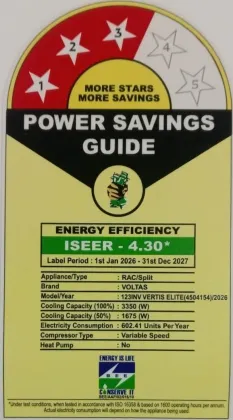 Voltas 123INV Vertis Elite 1 Ton 3 Star 2026 Inverter Split AC