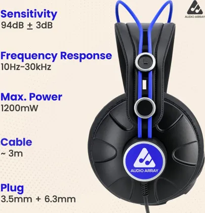 Audio Array AH-60-BL Monitoring Wired Headphones