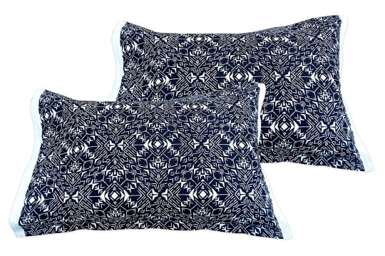 Miyanbazaz Textiles Floral Black Cotton Pillow Cover - Pack of 2