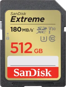 SanDisk Extreme 512GB SDXC UHS-I Memory Card (180 MB/s)