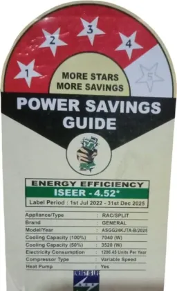 O General ASGG24KJTA-B 2 Ton 4 Star 2025 Inverter Split AC